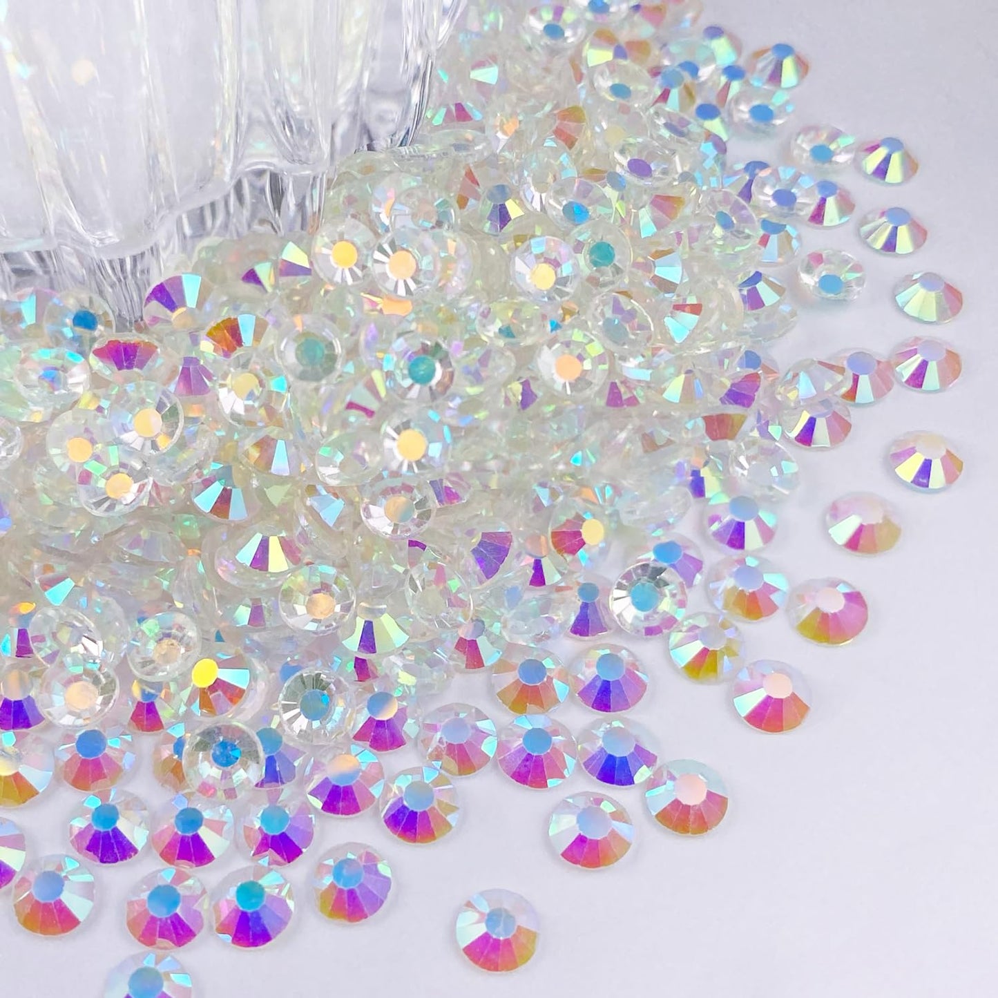 Flatback Glass Rhinestones,Bedazzler Gems 1440pcs Non Hotfix Crystal Rhinestones for Nail Charms Crafts Clothes Tumblers,Transparent AB,SS20