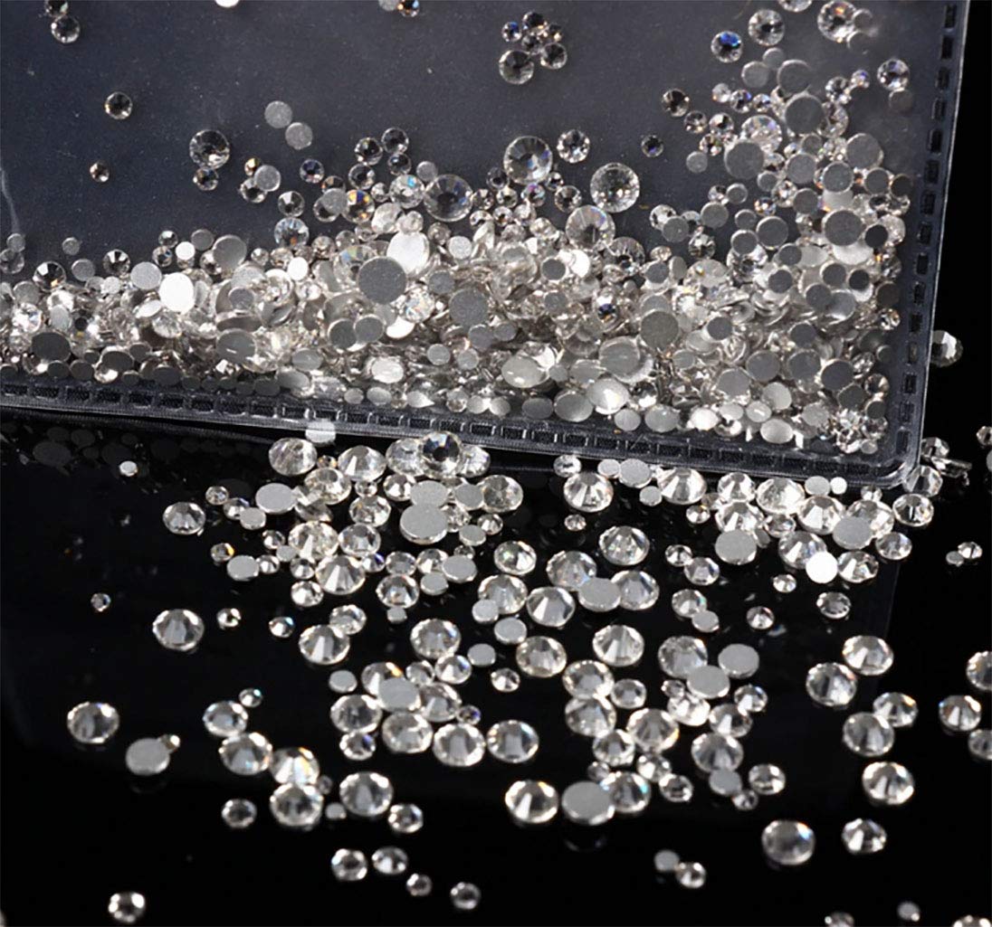 Rhinestones flat back gems round DIY decorative Nail Face and apparel accessories ss3-20 mix size(4320pcs crystal)