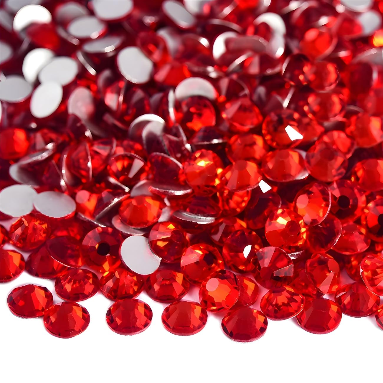 Flatback Rhinestones Round Gems for Nails Art and Crafts 1250Pcs SS20 5mm Glitter Crystals Stone DIY Bags Clothes Shoes (Light Red)