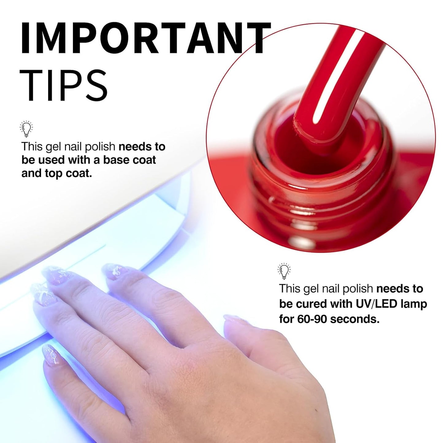 CANNI Gel Nail Polish Red Colors, 1Pcs Red Gel Polish High Gloss Soak Off UV Nail French Nail Manicure Salon DIY