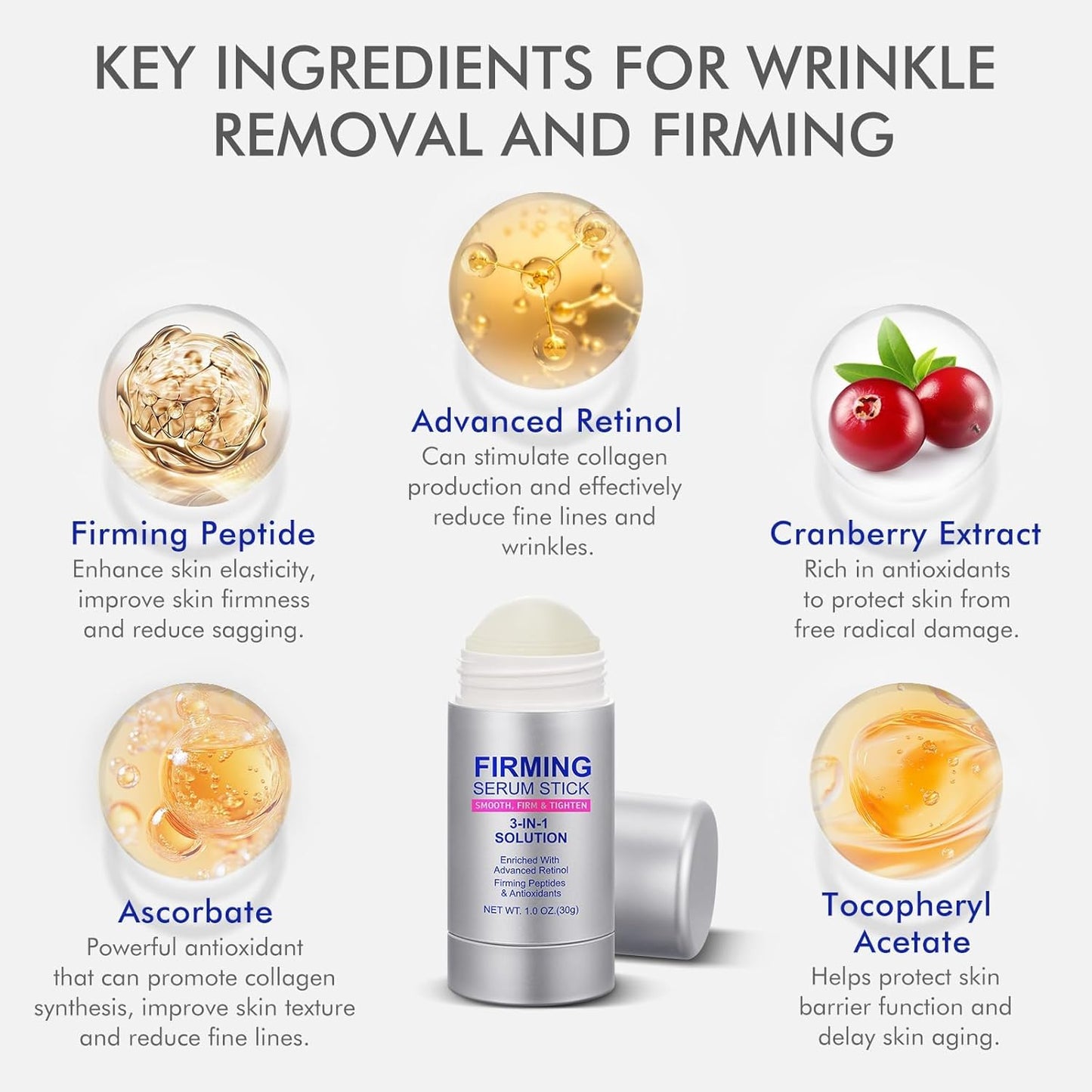 Advanced-Retinol Firming Serum Stick, 3-in-1 Firming Serum Stick for Women, Smooth,Tighten and Firm Face,Neck & Jawline, Reduces Wrinkles, Hydrates & Nourishes Skin (1.0 OZ)