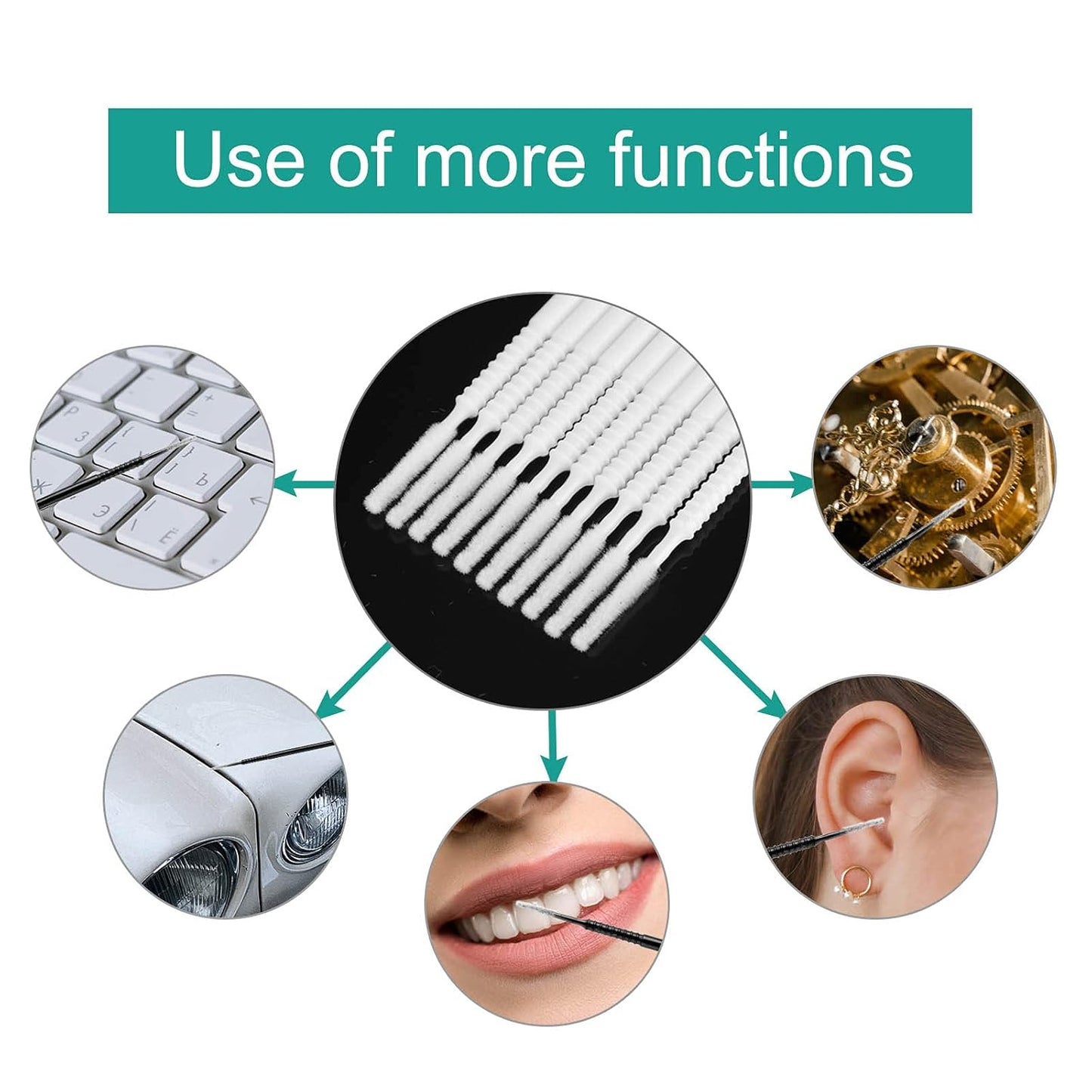 200 Pieces Disposable Micro Brush Applicator Microswabs for Eyelash Extension Removing Tools, Mini Cotton Swab Brushes for Makeup and Personal Care (White)