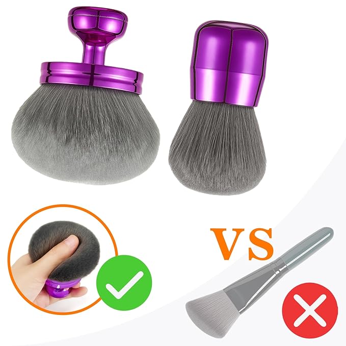 Extra Large Kabuki Brush Set for Body and Face Foundation & Makeup,Multi-functional,Mix bronze self-tanning applicator, wide round head, Great gift for women with Velvet bag(Purple 2pcs)