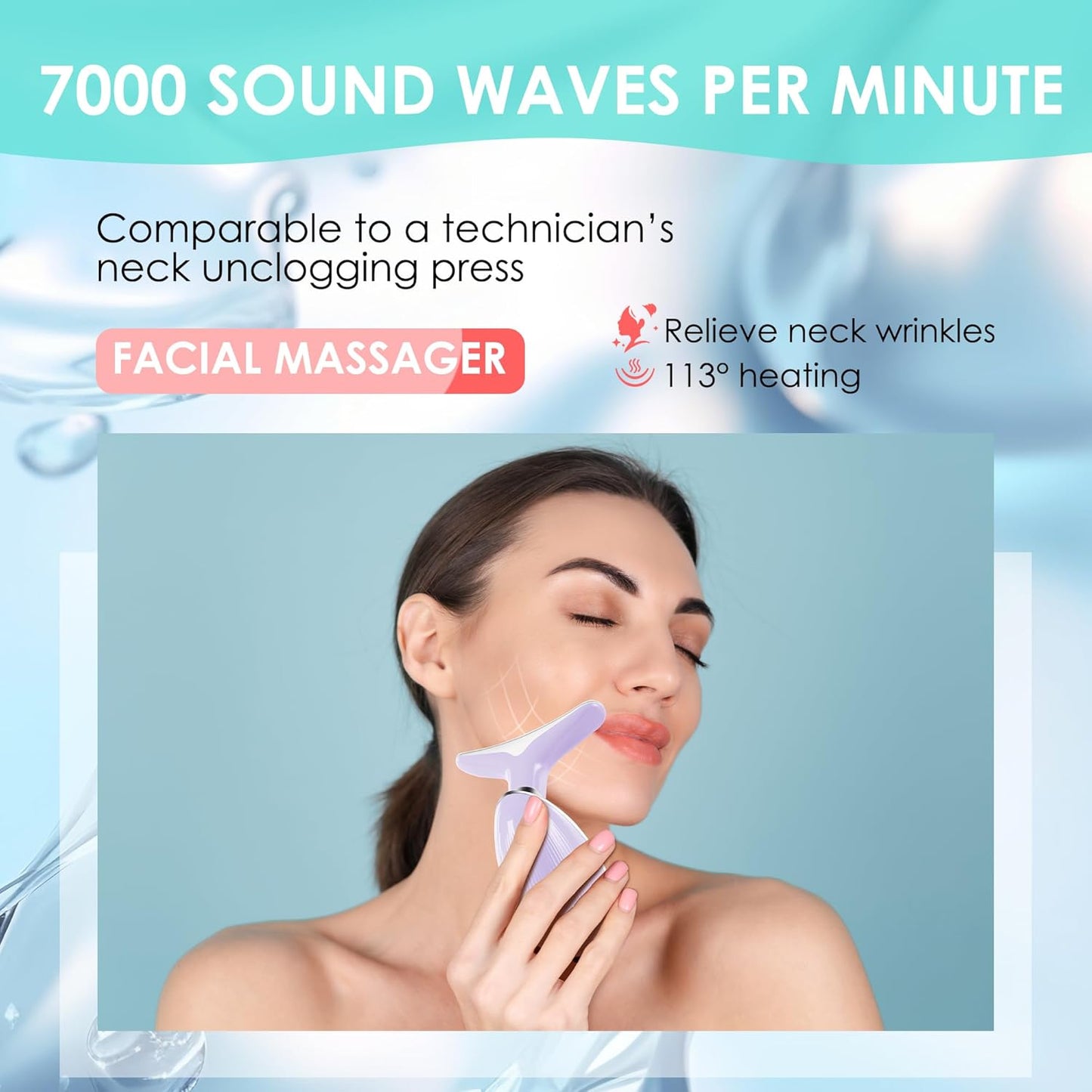 Facial Massager Red-Light-Therapy-for-Face and Neck, Face 𝖲 culpting Wand with 7 Color (Light Purple)