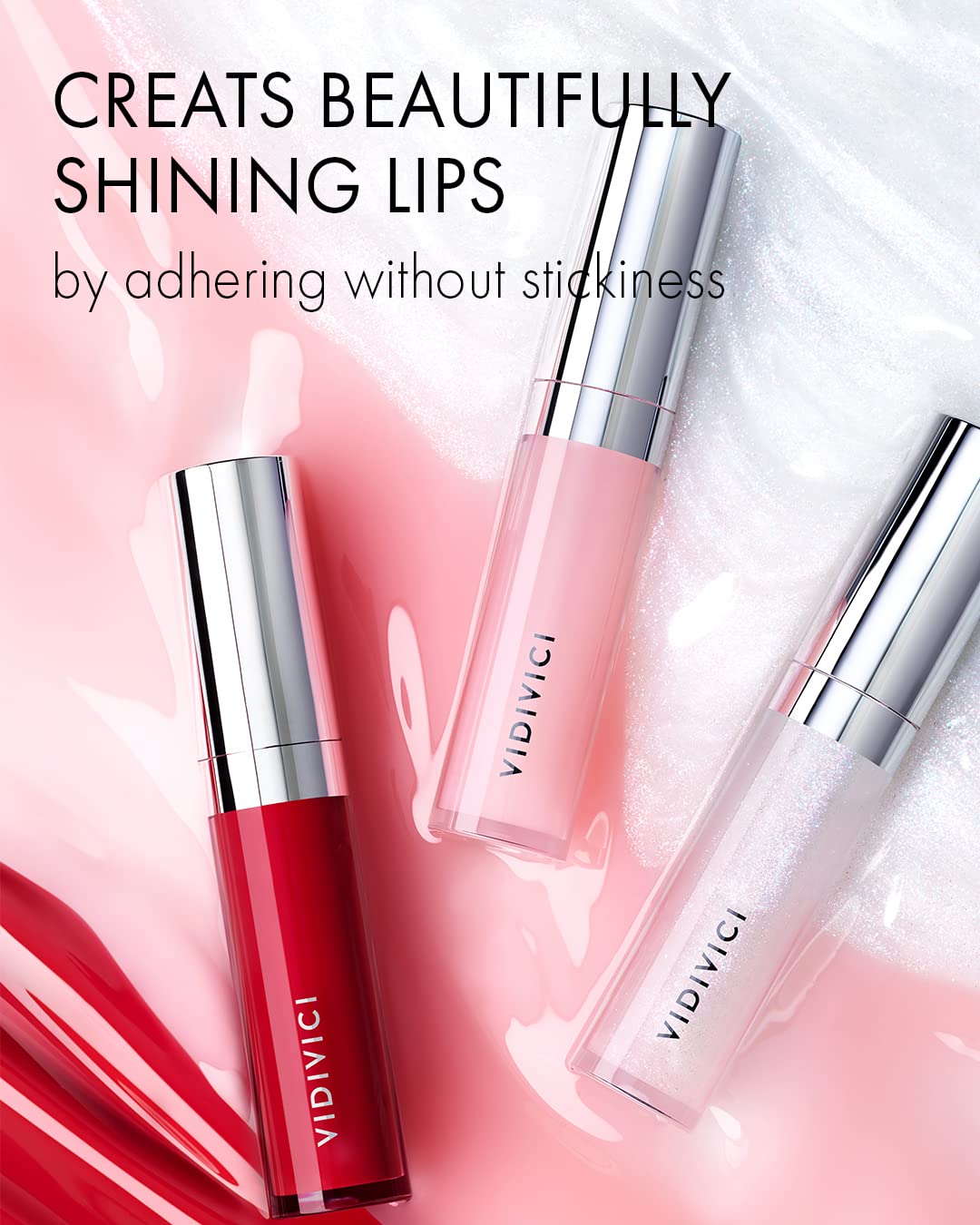 VIDIVICI Millennial Lip Oil #01 Luv Me Clear - Non-Sticky Dewy Gloss for Moisturized & Voluminous Lips - Overnight Lip Masks & Lip Sleeping Mask for Day & Night Use, 0.12 fl.oz.