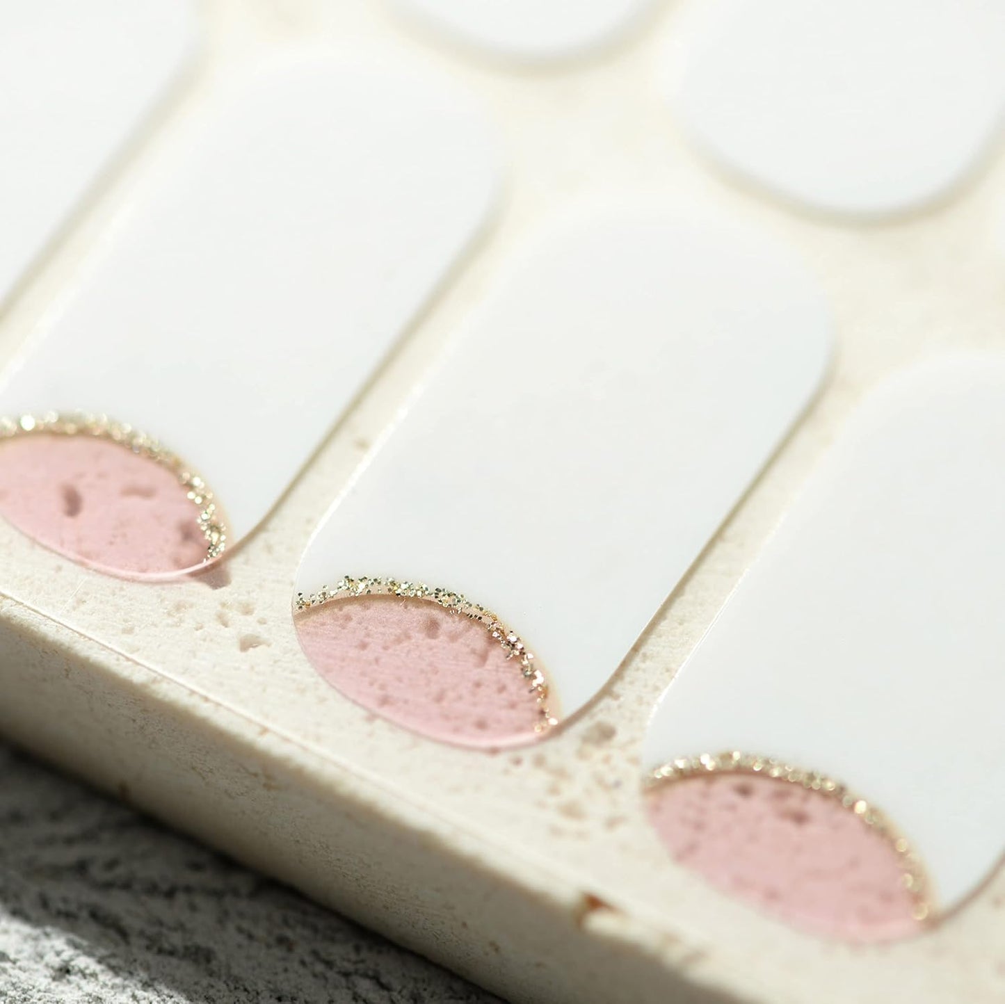 Nail Polish Strips, 32PCS Salon Quality Wraps, Long Lasting Gel Nail Stickers for Women Easy Apply& Remove (Spring on The Tips White)