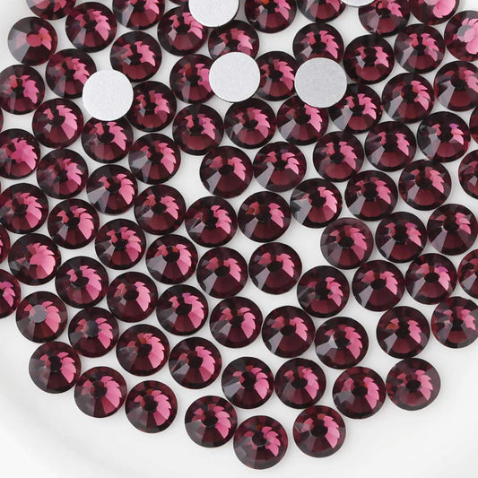 beadsland Flat Back Crystal Rhinestones Round Gems, Amethyst(2.7-2.8mm) SS10/1440pcs