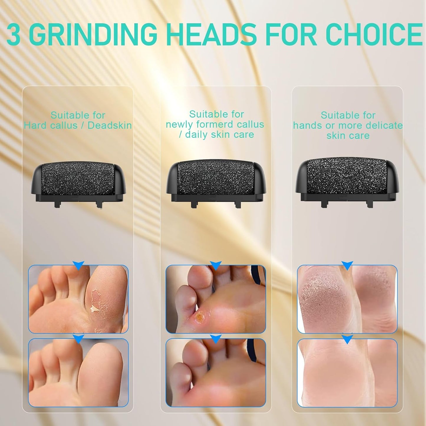 Electric Callus Remover for Feet - with 9pcs Larger Grinding Head, Portable Pedicure Kit Foot File Callus Remover, Rechargeable Waterproof Foot File for Foot Care Deadskin Remover LCD Display-Black