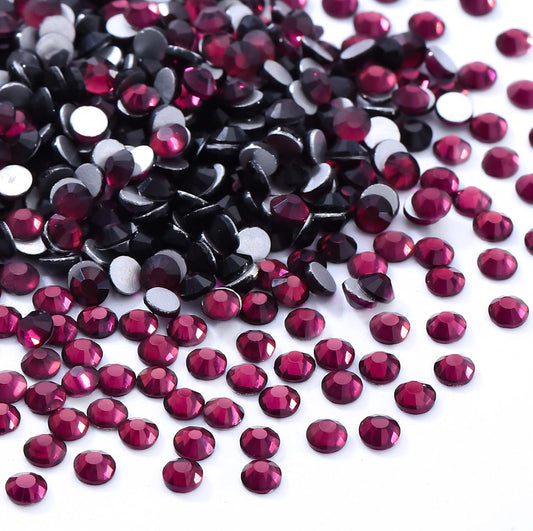 Purple Flatback Rhinestones, Glass Rhinestones for Nail Art and Craft, Glue Fix, Loose Crystal Gemstones(Purple, SS10, 1440pcs, 2.7-2.8mm)