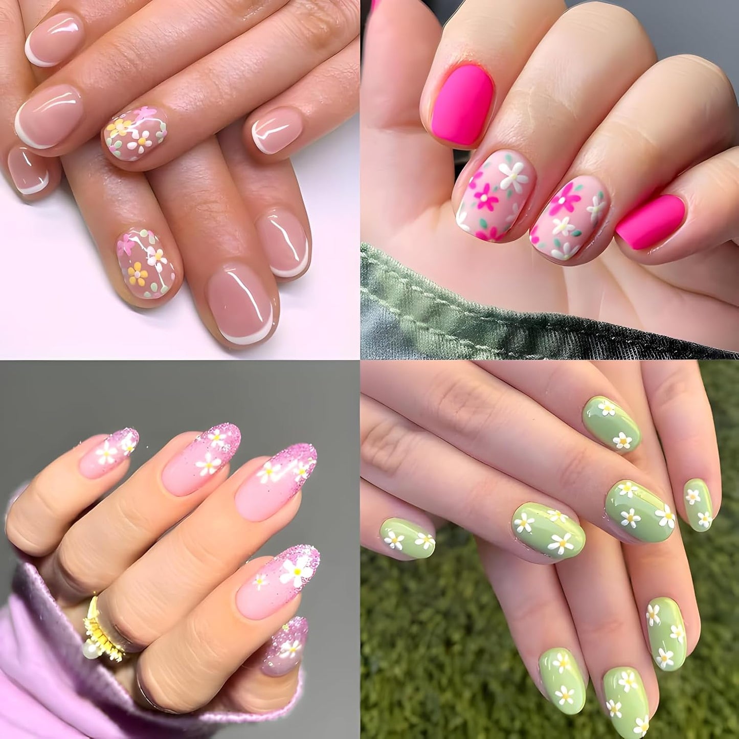30 Sheets Flower Nail Stickers for Nail Art Colorful 3D Self Adhesive Daisy Nail Decals Spring Summer Nail Art Stickers Cute Floral Nail Design Decoration Accessories for Women and Girls