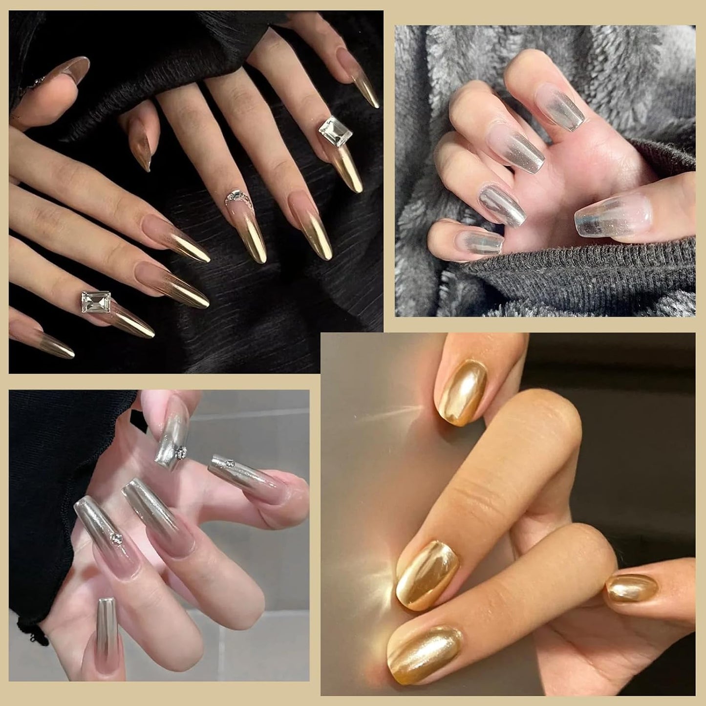 Artdone 2 Jars Chrome Nail Pearl Powder Silver and Gold, Iridescent Aurora Powder Metallic Mirror Effect Pigment Pearlescent Mermaid Pearl Dust Kit, Decoration Acrylic Resin Craft