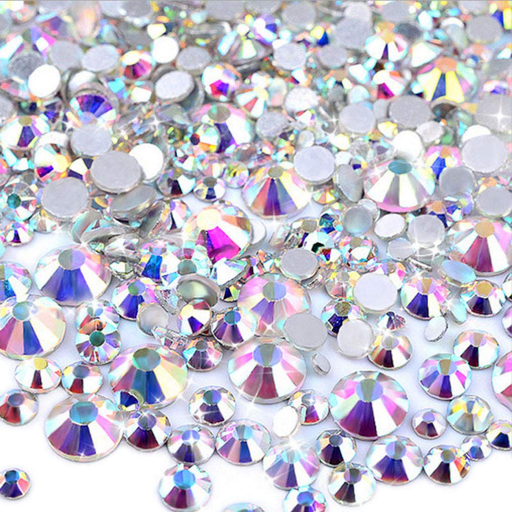 Rhinestones flat back gems round DIY decorative Nail Face and apparel accessories ss3-20 mix size(1440pcs crystal AB)