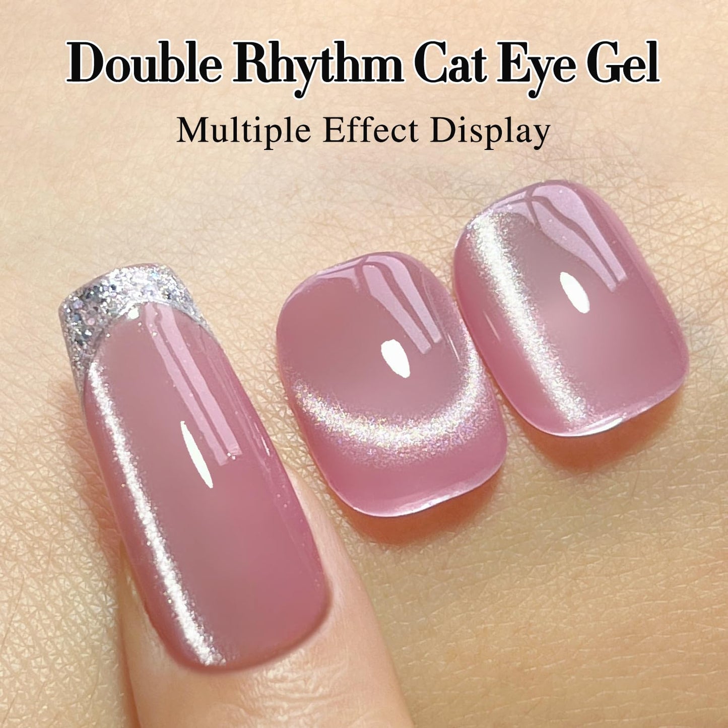 Double Rhythm 0.5 OZ Cat Eye Gel Polish with Magnet 15ML Holographic Glitter Shimmer Translucent Jelly Color Magnetic Polish Salon DIY at Home (MC1058)