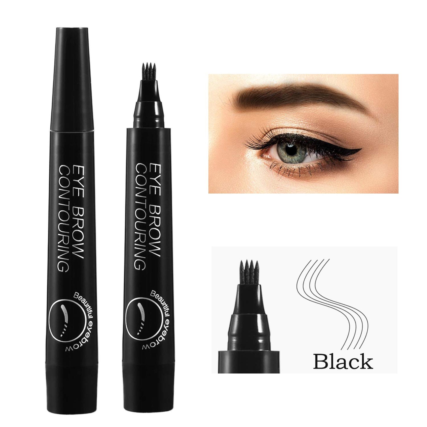 Liquid Eyebrow Pen, Waterproof Microblading Eyebrow Pencil with a Micro-Fork Tip Applicator, Creates Natural Looking Brows Effortlessly
