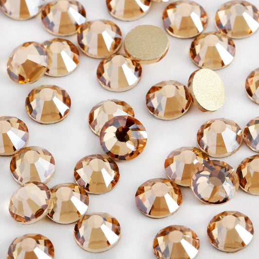 3000 PCS SS8 Flatback Rhinestones,12-Facet Diamond-Cut Glass Gems for Nail Art,Clothing,DIY Crafts,Glue-On Decoration Stones with Silver Backing,Golden Shadow