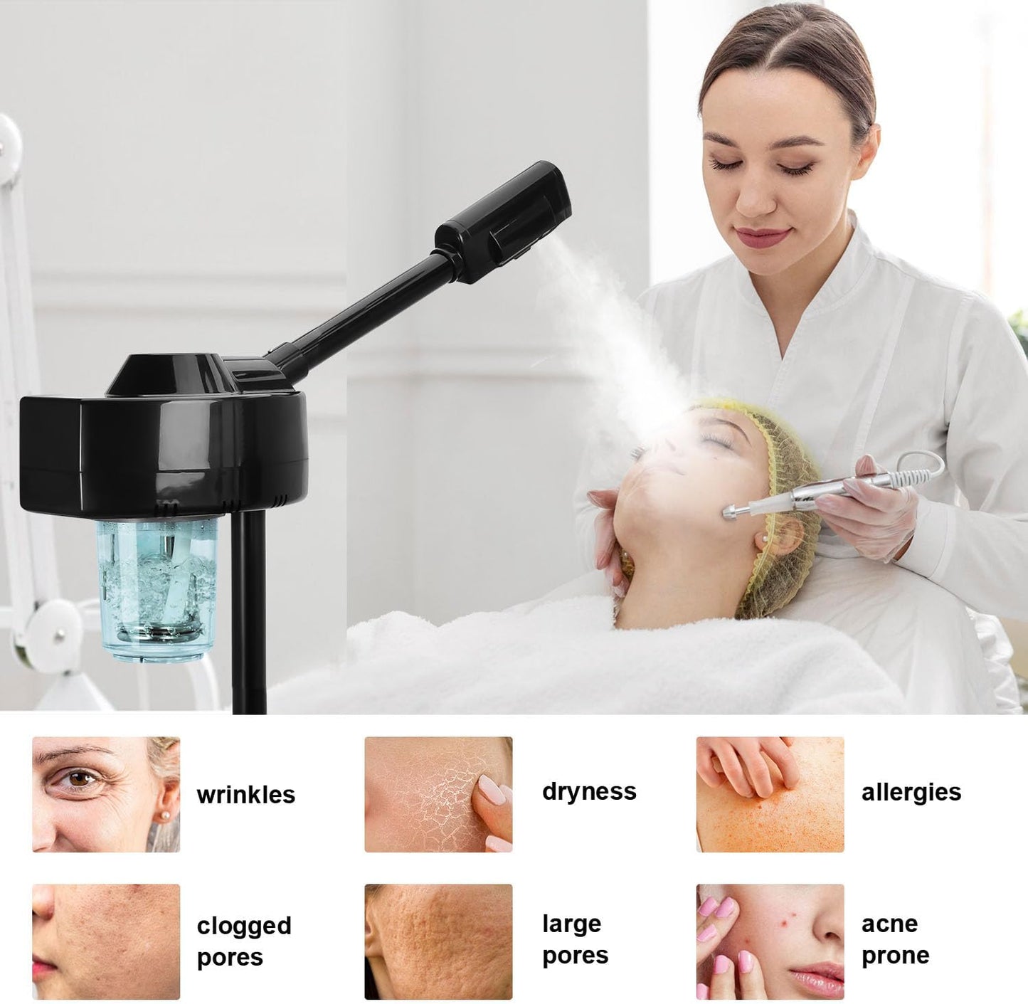 Professional Facial Steamer, Face Steamer with Hot Mist, Esthetician Facial Steamer Salon Spa Beauty Skin Care Equipment