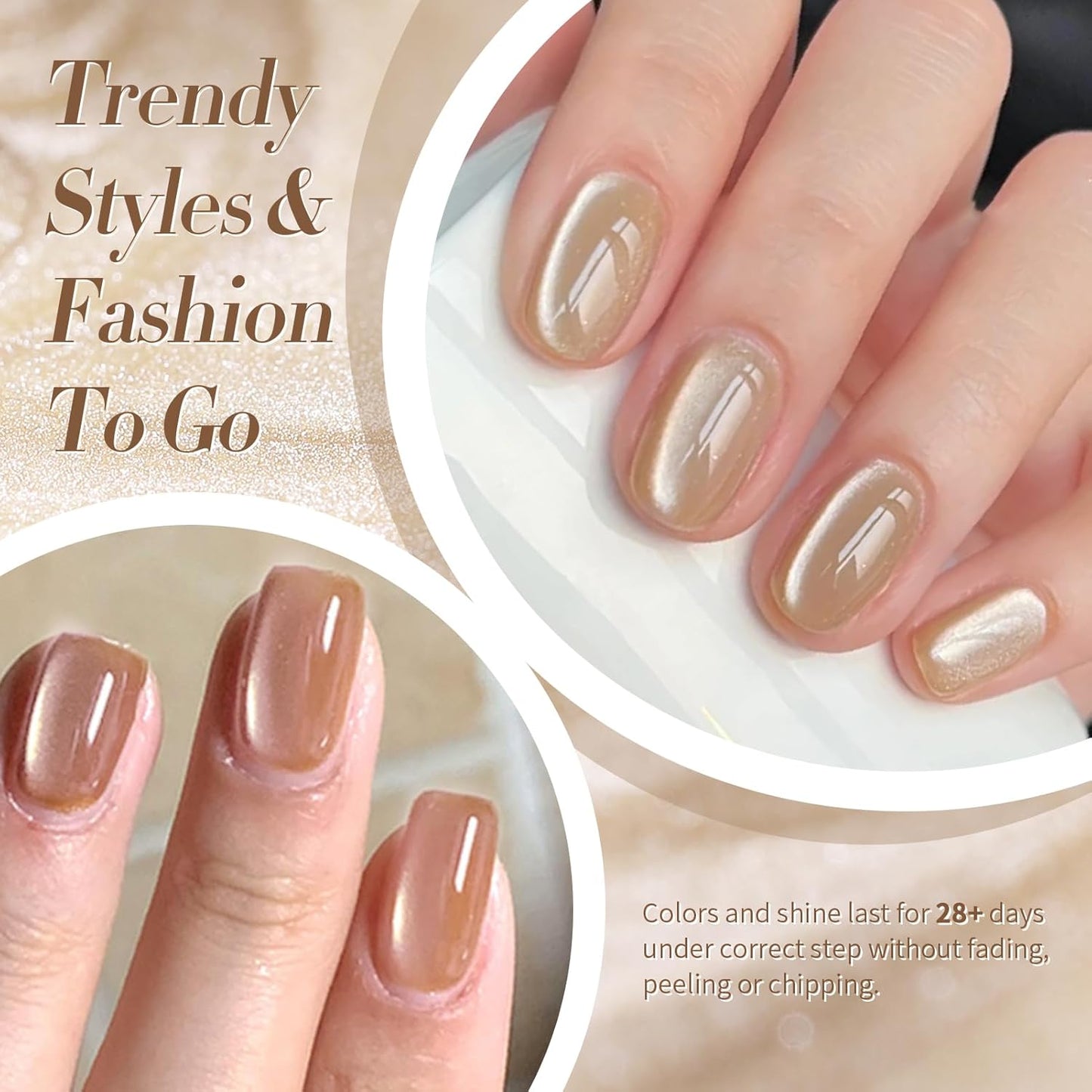 Born Pretty Cat Magnetic Eye Gel Nail Polish Cat Magnetic Shimmer Glitter Holographic Nail Polish Autumn Winter Moonlight Nude Brown Pink Purple 7ML 6PCS