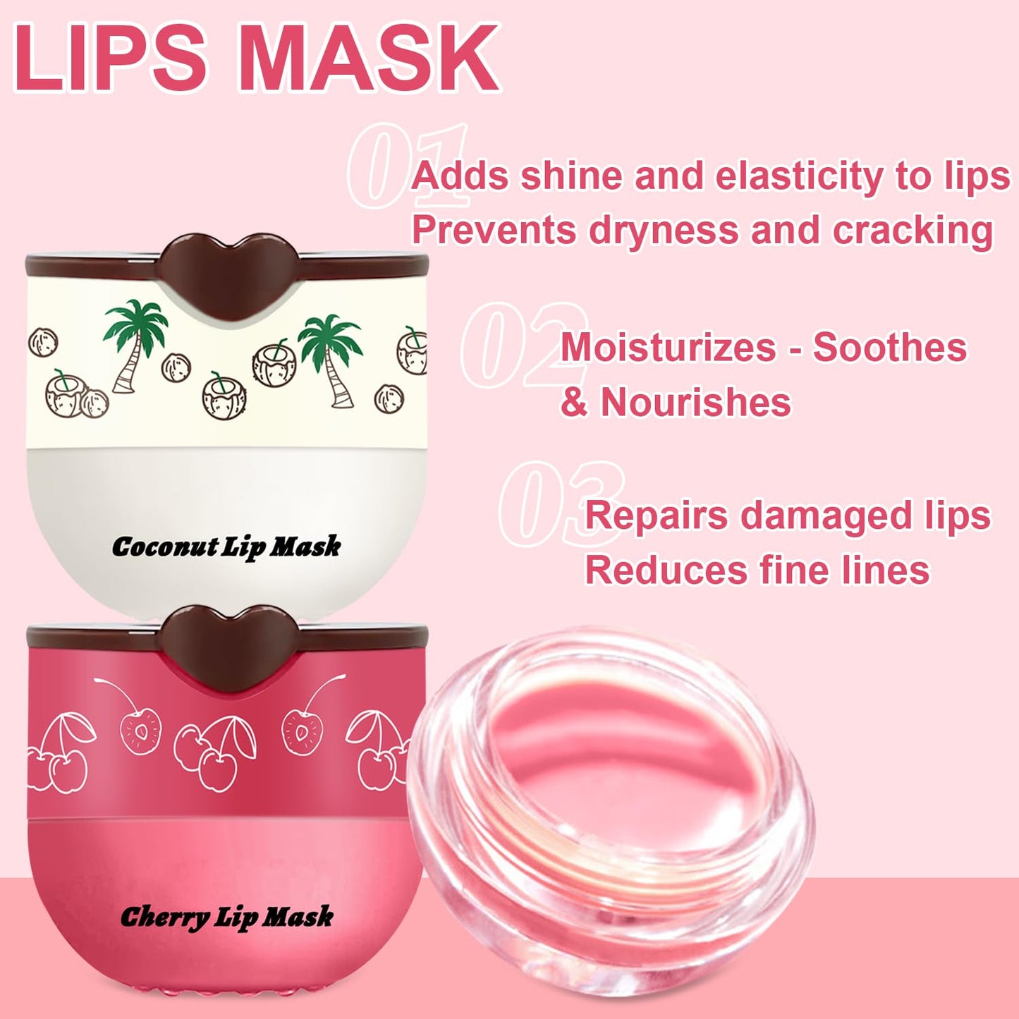4 PCS Bee Lip Balm Lip Mask Honey Pot Lip Mask & Lip Scrub Set, Watermelon & Cherry & Coconut & Apple Lime Lip Mask Propolis Moisturizing Lip, Hydrating Prevention Dry and Cracked