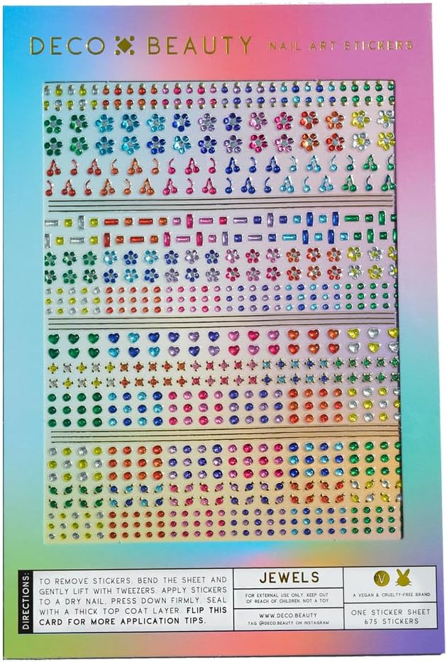 Jewels Nail Stickers - Lightweight & Easy-to-Apply Nail Art with Cute & Trendy Designs - Durable & Long-Lasting Nail Stickers for Women, Ideal for DIY Manicures