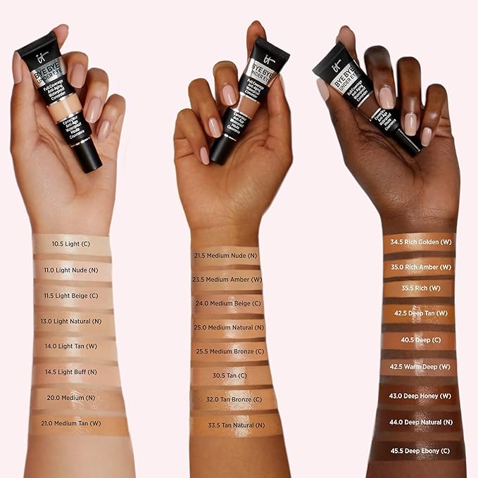 IT Cosmetics Makeup Set - Includes Supersize Bye Bye Under Eye Concealer (40.5 Deep) + Heavenly Luxe Complexion Perfection Concealer Brush (1 fl oz) - with Collagen, Hyaluronic Acid & Antioxidants