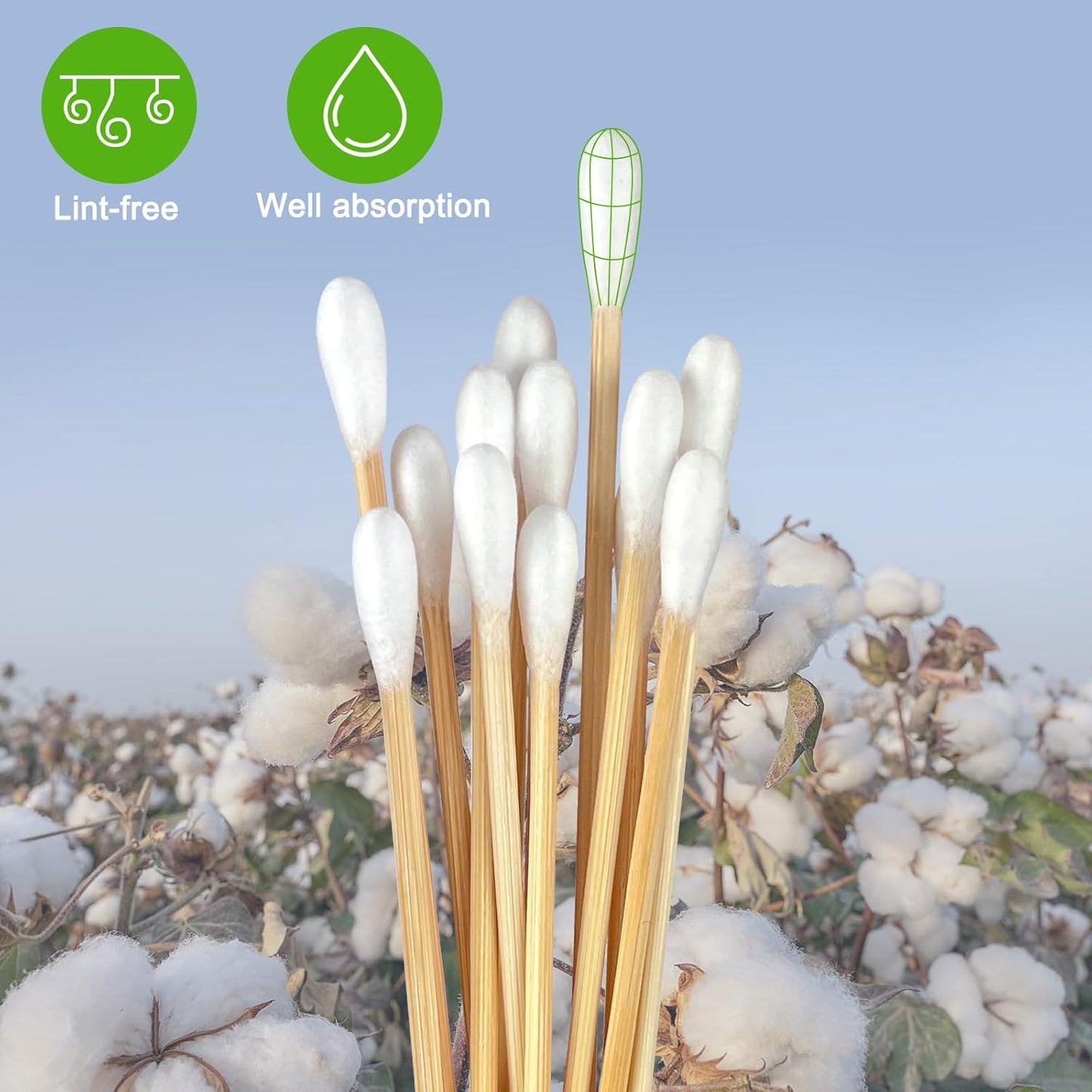 Eyxformula 200 Pcs 6 Inch Long Cotton Swabs with Double Round Tips, Sturdy Bamboo Sticks, Soft & Absorbent Cotton Tipped Applicators for Cleaning Dog Ear, Gun and Hard-to-reach Areas, Makeup, Crafting