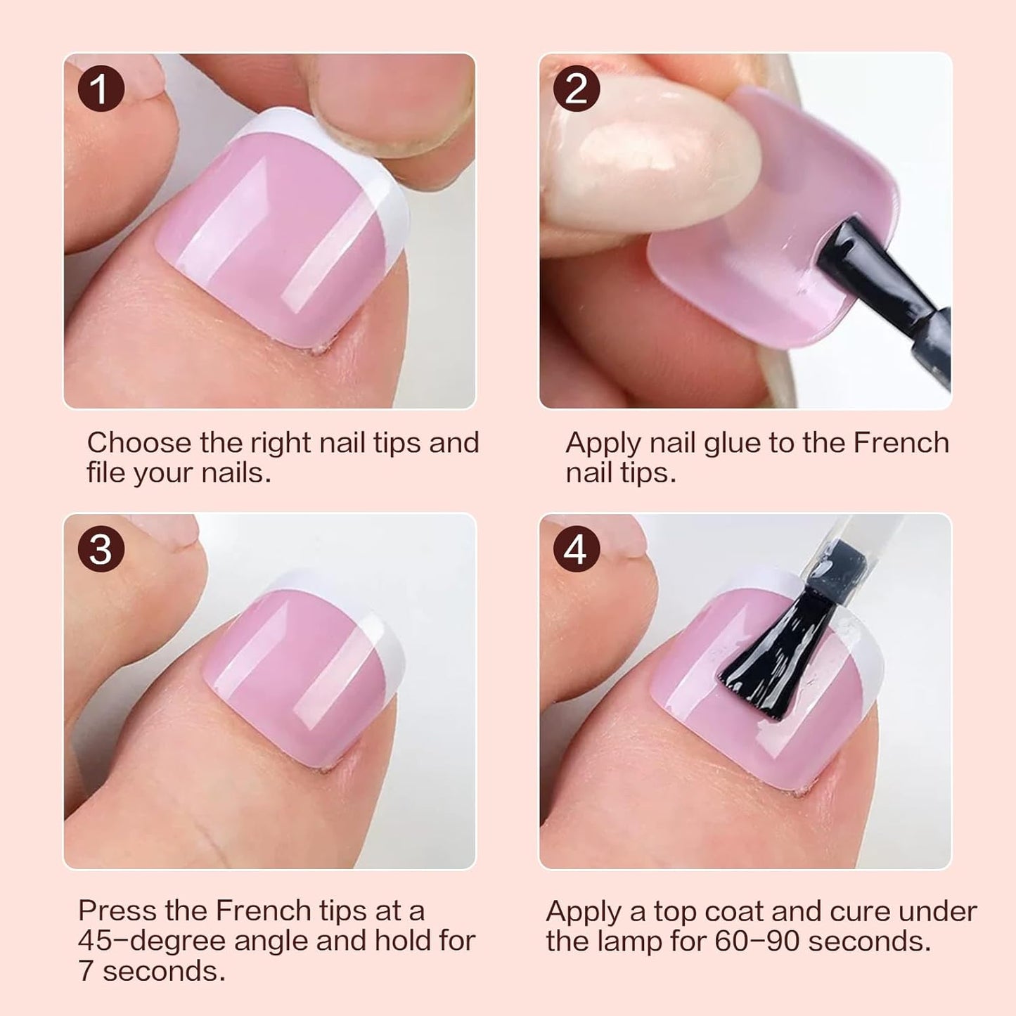 French Tip Press on Toenails 144PCS with 4 Strips, 18 Sizes Nude Fake Nails - No Need to File, Pre-applied Primer, Short Square Toe Nails Kit for Women Pedicure & Gift