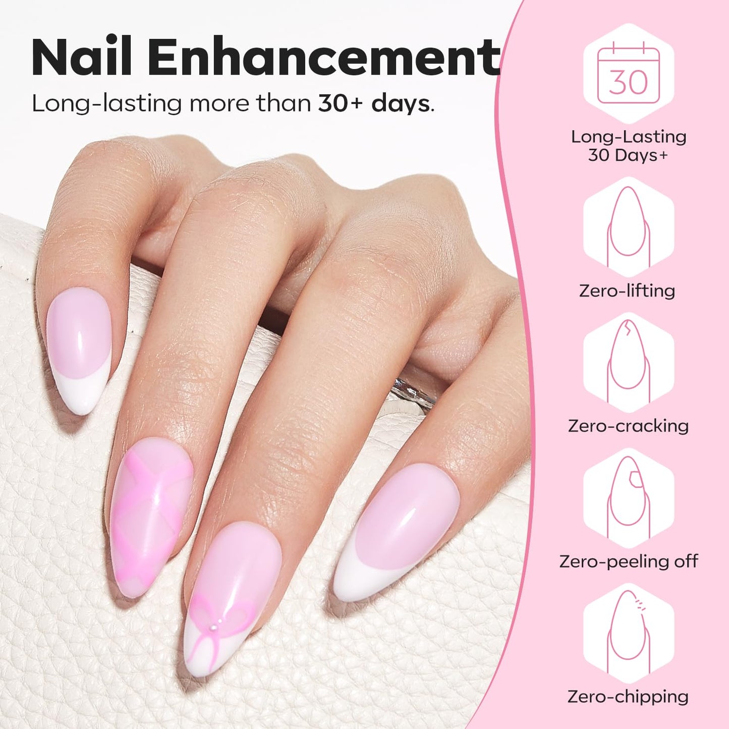modelones Builder Nail Gel, 8-in-One Baby Pink Builder, Pastel Pink Rubber Base Gel Polish, LED Lamp Cured Color Base Hardener Apex Building Strengthener Extension for DIY Salon Girls Home