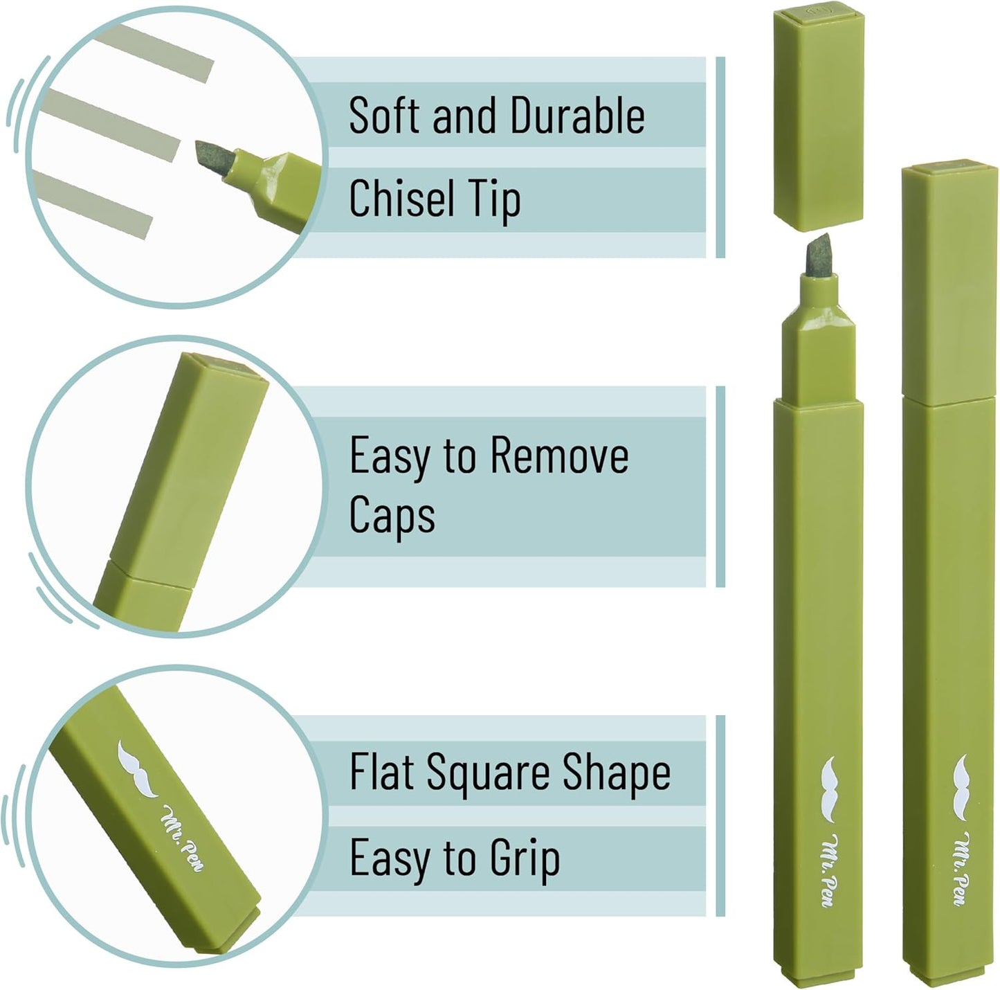 Mr. Pen- Aesthetic Highlighters, 8 Pack, Chisel Tip, Natural Vintage, Cute Highlighters Assorted Colors, Back to School Supplies