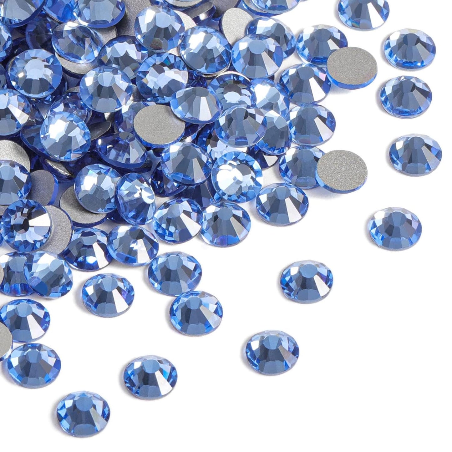 beadsland Flat Back Crystal Rhinestones Round Gems for Nail Art and Craft Glue Fix, Light Blue (2.3-2.5mm) SS8/1440pcs