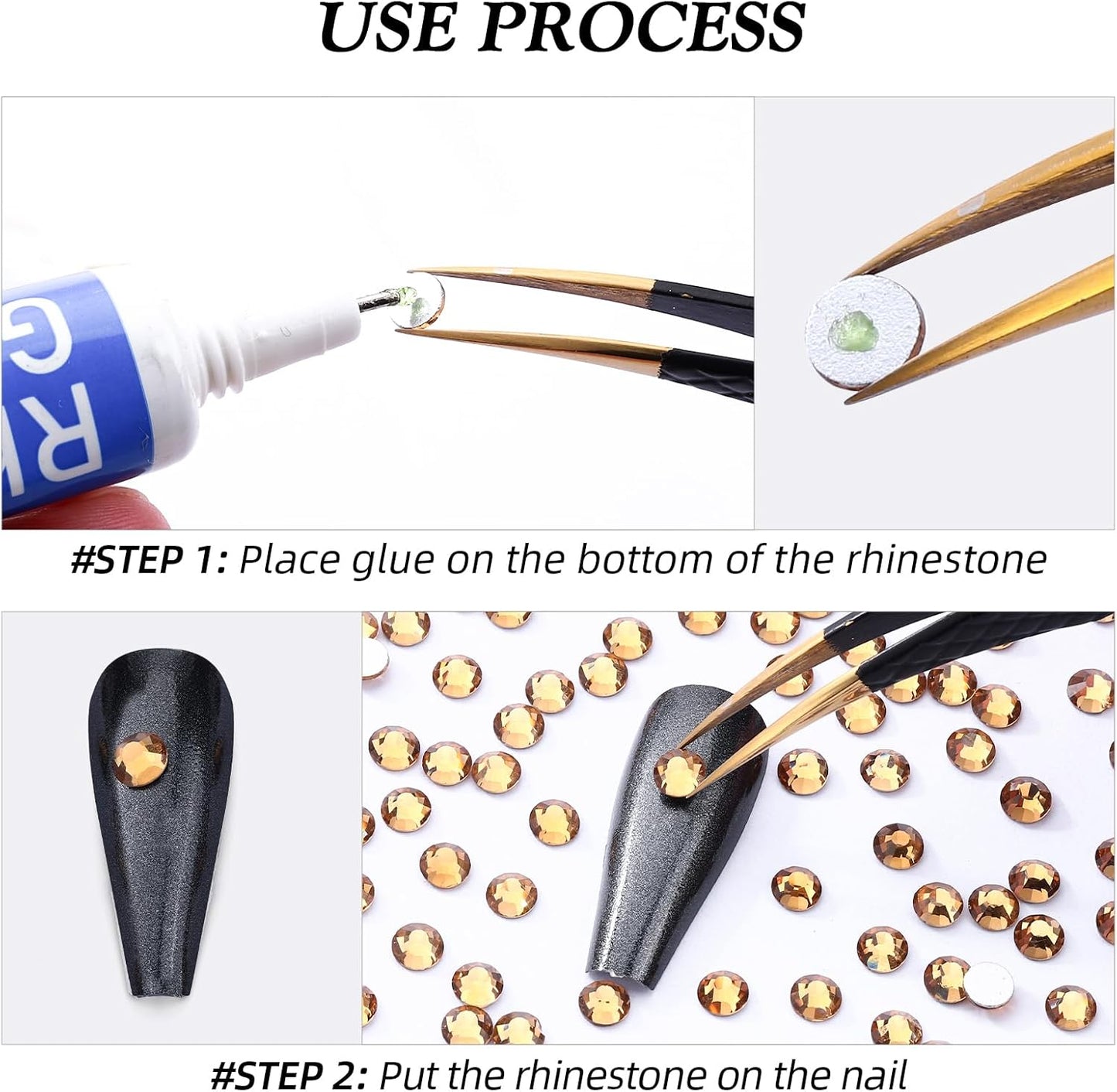 Topaz Flatback Rhinestones, Glass Rhinestones for Nail Art and Craft, Glue Fix, Loose Crystal Gemstones(Topaz, SS6, 1440pcs, 1.9-2.0mm)