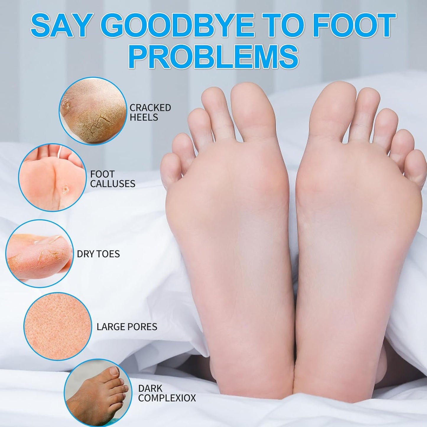 Pedicure Kit Foot Soak Set: Bubble Salt, Sugar Scrub, Massage Mask, Massage Lotion in a Box, 4 Step Foot Spa Kit for Dry Feet, Calluses and Tired Feet(3 Set Pacific Waves)