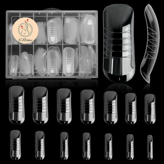 140Pcs Dual Nail Forms,Upturned Extension Poly nail gel Nail Forms Full Cover Reusable Nail Molds 14 Sizes for Nail Art Design Salon&DIY