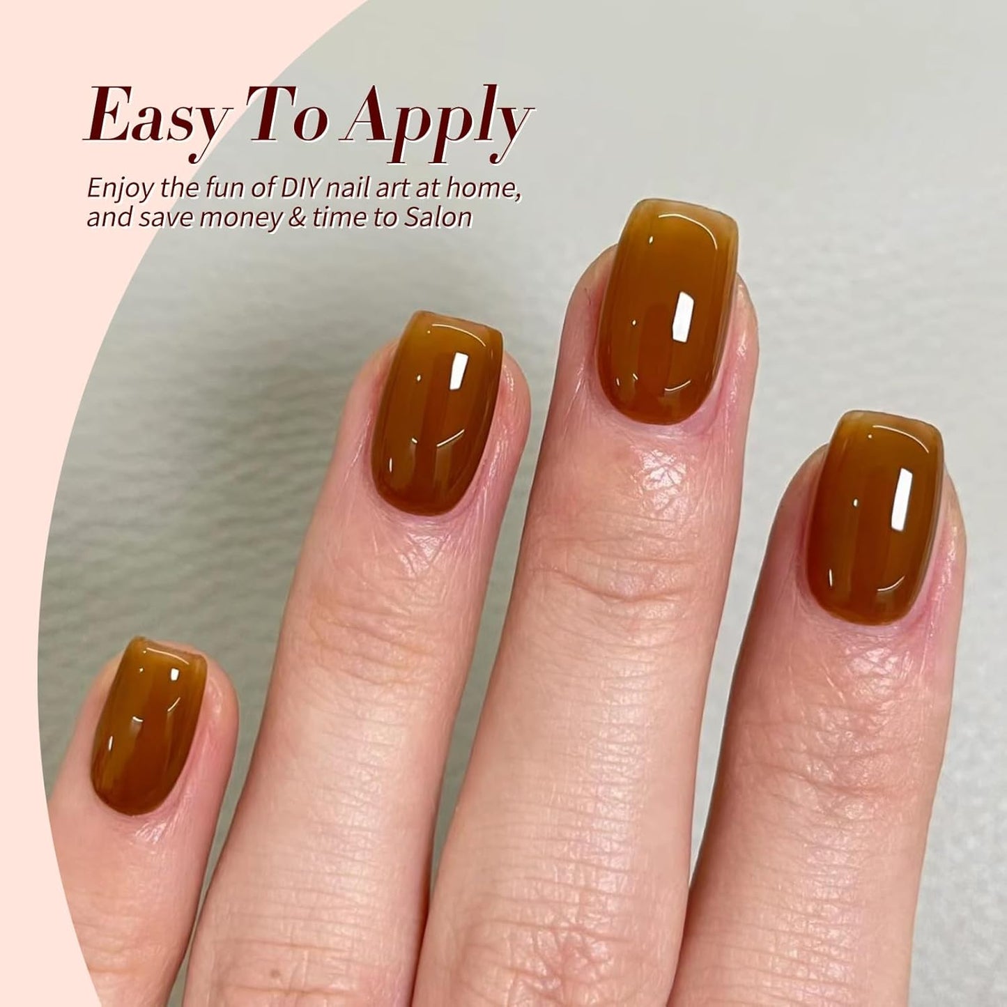 Born Pretty Fall Winter Jelly Gel Nail Polish Amber Crystal Transparent Brown Orange Red Gel Polish Nail Art Manicure DIY at Home and Salon 6PCS 7ML
