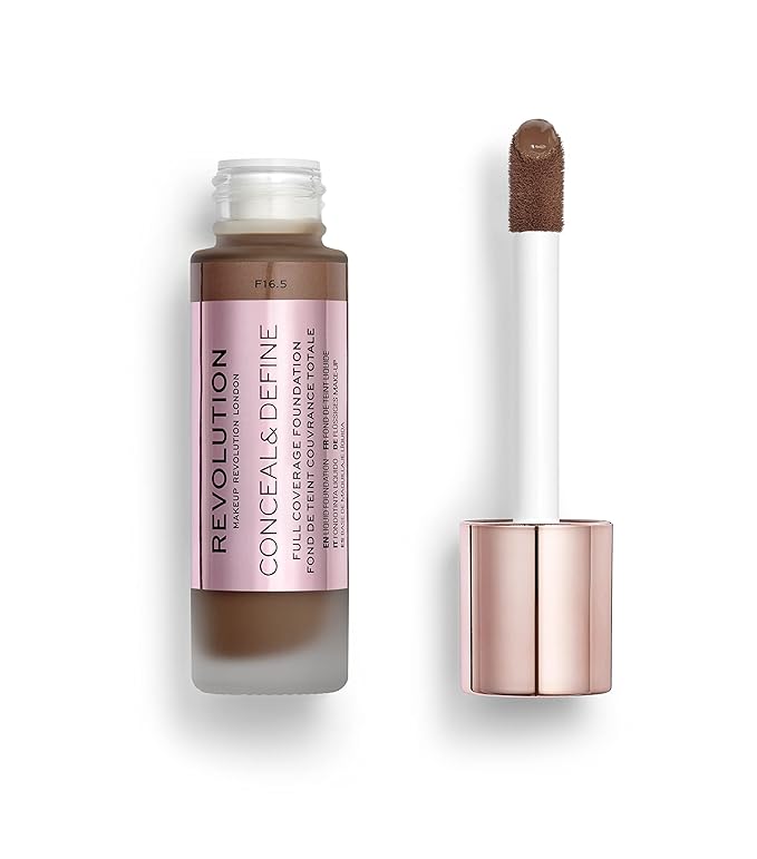 Makeup Revolution Conceal and Define Concealer, Full Coverage & Matte Finish, C17.5 for Dark/Deep Skin Tones, Vegan & Cruelty-Free, 0.7 Fl Oz