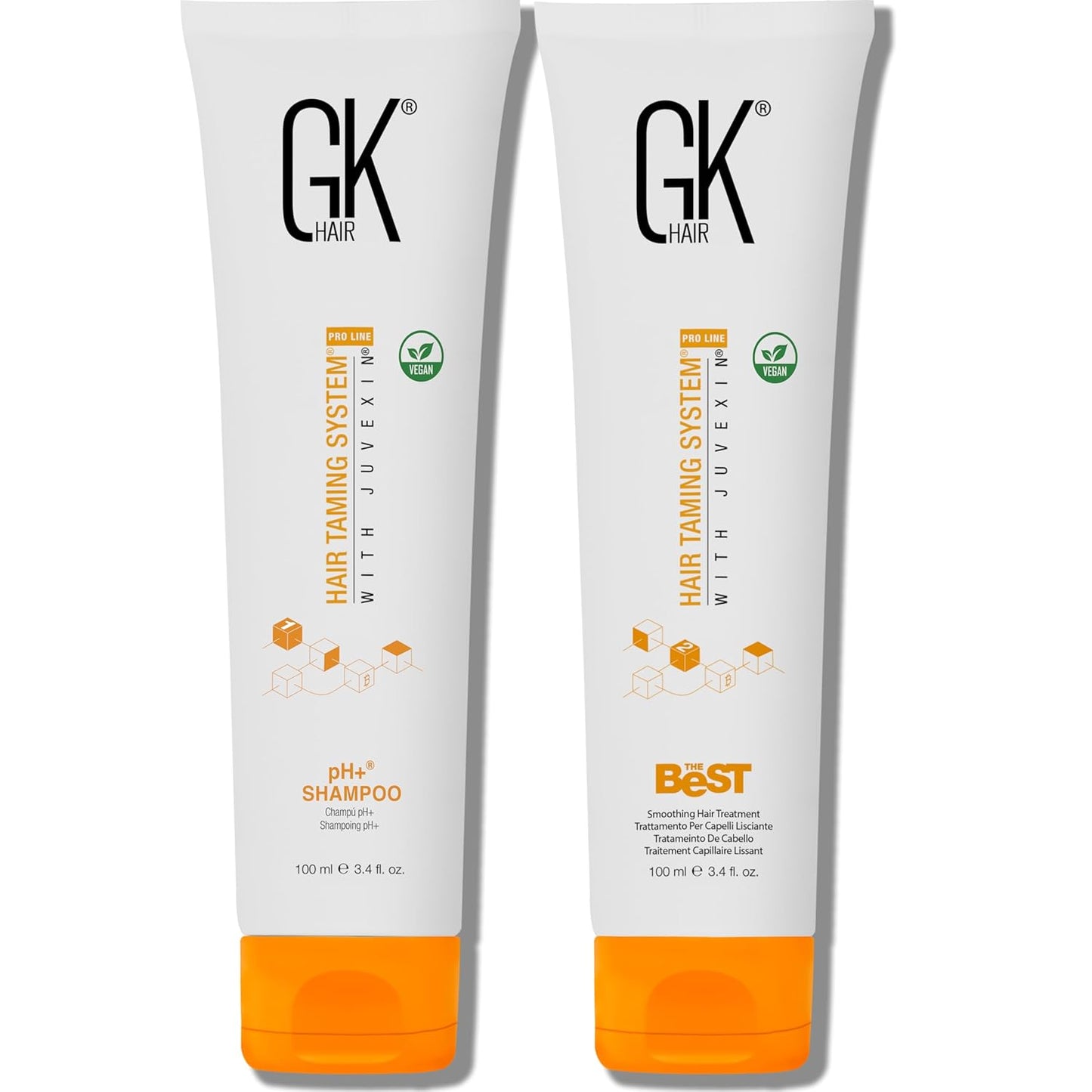 GK HAIR Global Keratin Professional Brazilian Keratin Hair Treatment Kit (100ml/3.4 Fl. Oz.) With PH shampoo- The Best Smoothing & Strengthening to make Hair Healthy - Formaldehyde free, Sulfate-free