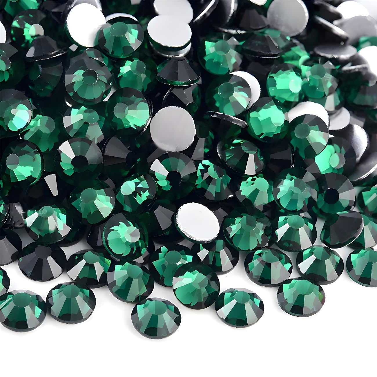 Flatback Rhinestones Round Gems for Nails Art and Crafts 1250Pcs SS20 5mm Glitter Crystals Stone DIY Bags Clothes Shoes (Dark Green)