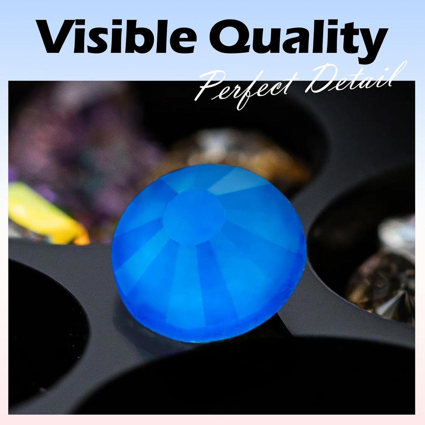 Neon Blue Flatback Rhinestones, Glass Rhinestones for Nail Art and Craft, Glue Fix, Loose Crystal Gemstones(Neon Blue, SS12, 1440pcs, 2.9-3.0mm)