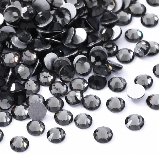 Gray Flatback Rhinestones, Glass Rhinestones for Nail Art and Craft, Glue Fix, Loose Crystal Gemstones(Gray, SS16, 1440pcs, 3.8-4.0mm)
