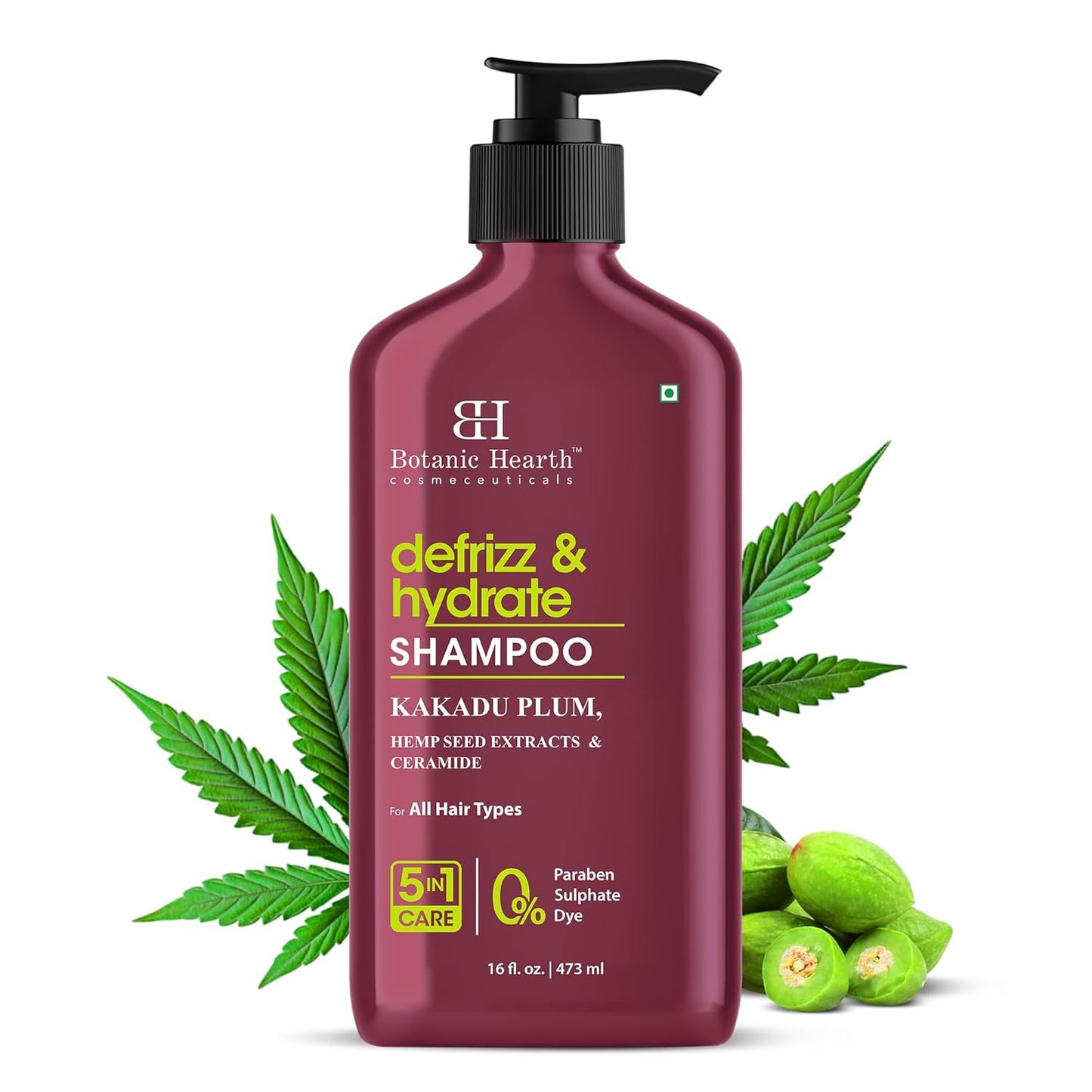 Botanic Hearth Kakadu Plum Shampoo Infused With Hemp Seed Extracts & Ceramide | Clarifying Shampoo To Defrizz, Hydrate & Strengthen Hair | Paraben & Sulfate Free | For All Hair Types, 16 Fl Oz