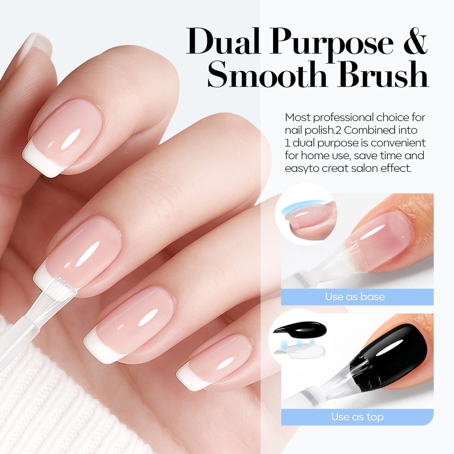 AZUREBEAUTY 2-in-One Clear Base & Top Coat Nail Polish Strengthener Set – Quick Dry, High Shine, Long Lasting, Air Dry, 2 Bottles 10ml, Gentle Formula, Natural Ingredients, Salon Quality