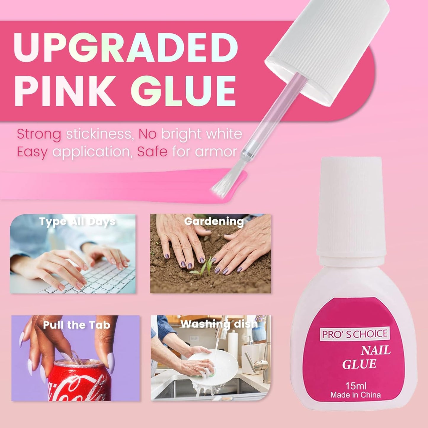 Ombre Press On Nails - 240Pcs Short Round Press on Nails, White Nail Tips Pink White Gradient Soft Gel False Nail Tips Salon Perfect Fake Nails Kit Extensions DIY (Short Oval)