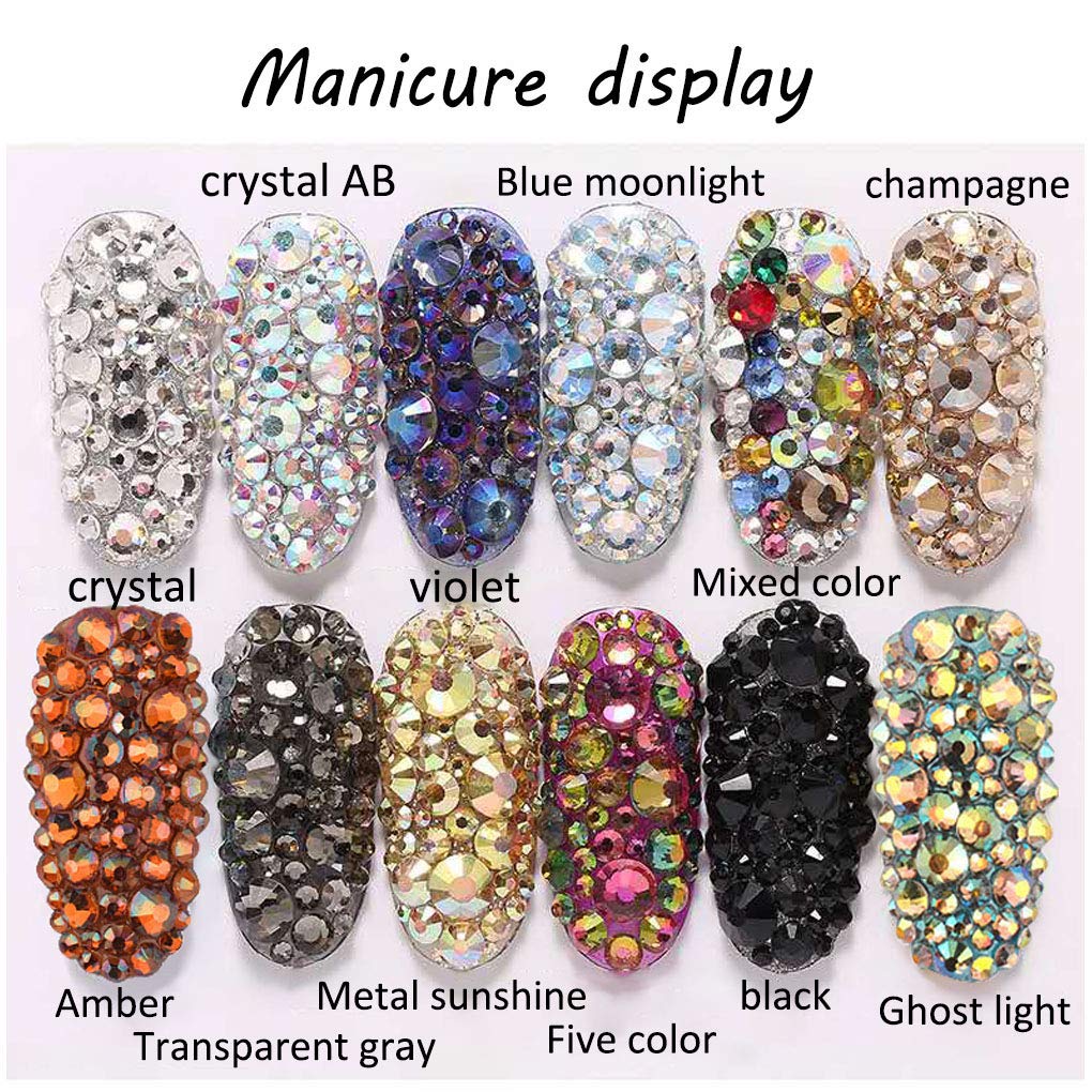 Rhinestones flat back gems round DIY decorative Nail Face and apparel accessories ss3-20 mix size(4320pcs ghost light)