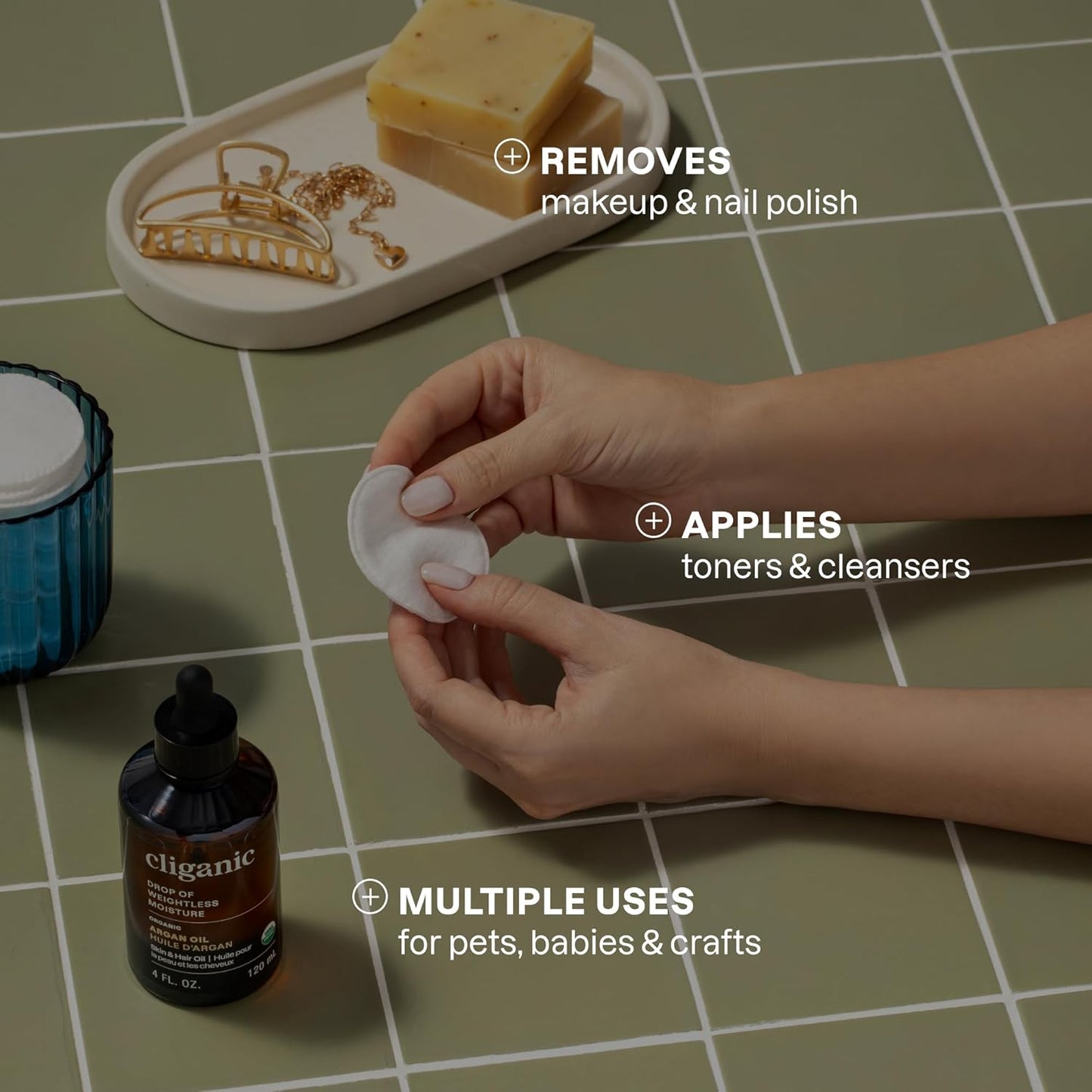 Cliganic Premium Cotton Rounds for Face (300 Count) - Makeup Remover Pads, Hypoallergenic, Lint-Free | 100% Pure Cotton (Packaging May Vary)