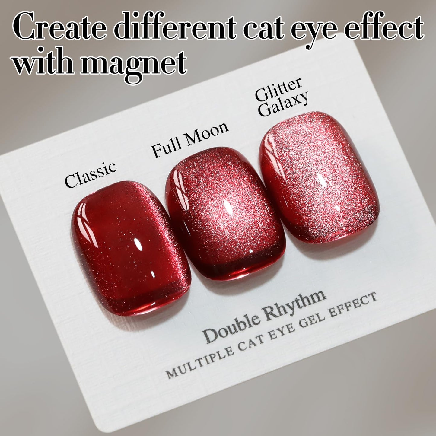 Double Rhythm Jelly Glass Cat Eye Gel Polish with Magnet 15ML Holographic Glitter Shimmer Translucent Sheer Color Magnetic Nail Polish Salon DIY at Home (Dark Red-MC1054)