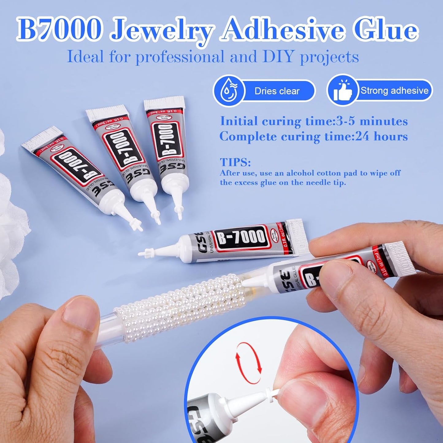 Canvalite Flatback Nail Pearls for Crafting, Multiple Sizes Half Pearls with 5Pcs B7000 Jewelry Glues & Picker Tools Bedazzling Bead for DIY Crafts Clothing Tumblers Shoes Decors Nail Art