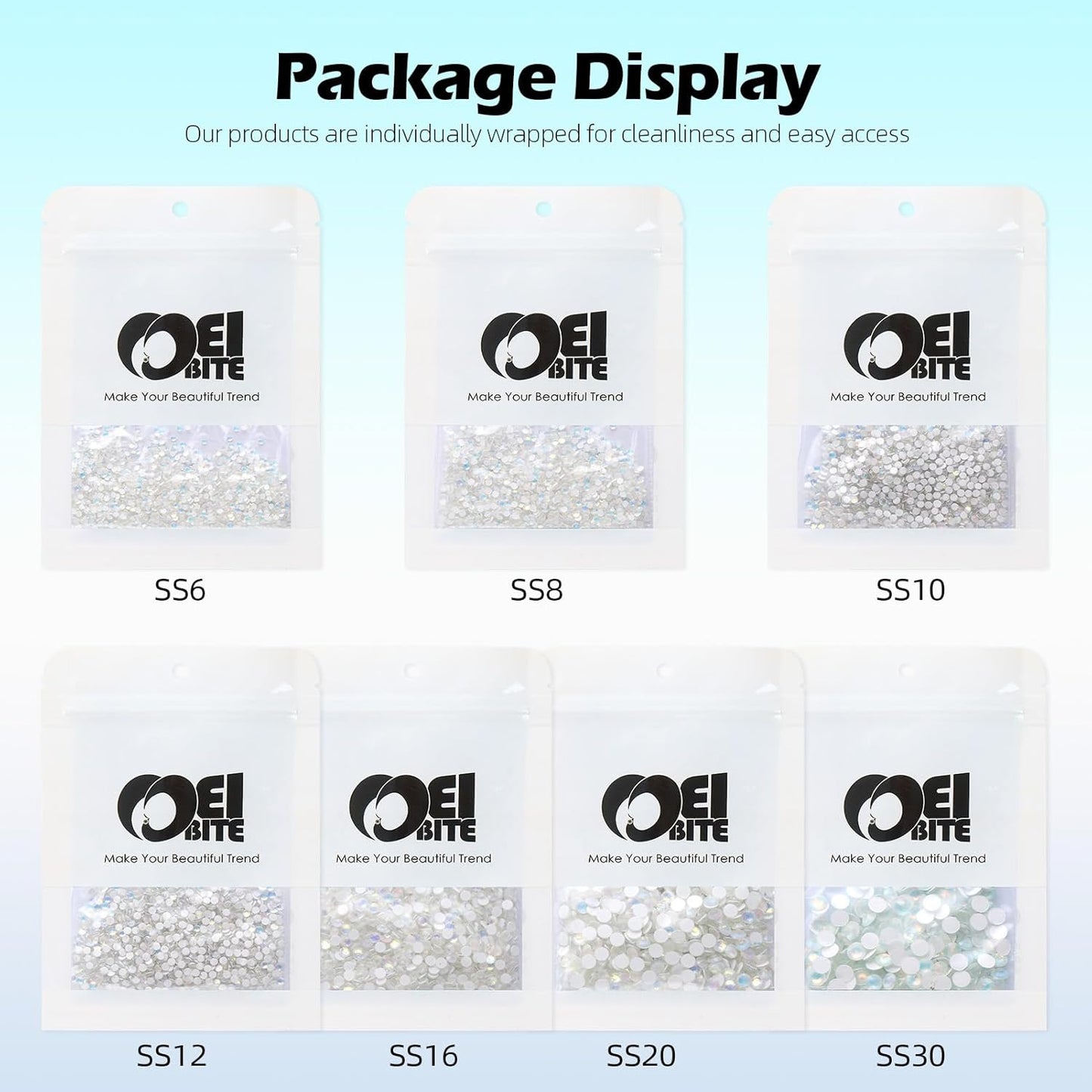 F White Flatback Rhinestones, Glass Rhinestones for Nail Art and Craft, Glue Fix, Loose Crystal Gemstones(F White, SS12, 1440pcs, 2.9-3.0mm)