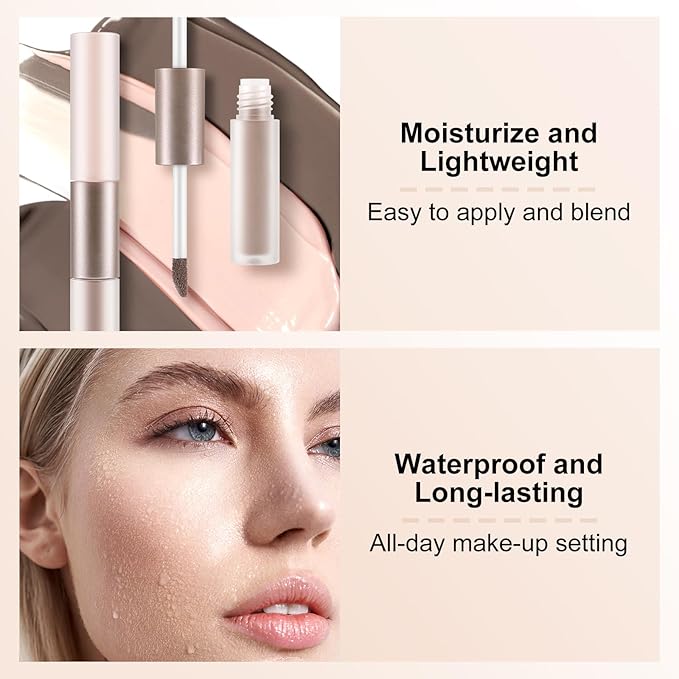 2 in 1 Bronzer and Highlighter Stick,Non-greasy & Non-drying Contour Pencil,Easy to Create a Natural Shimmery Finishing,Long Lasting & Waterproof Face Brighten Make up Pen