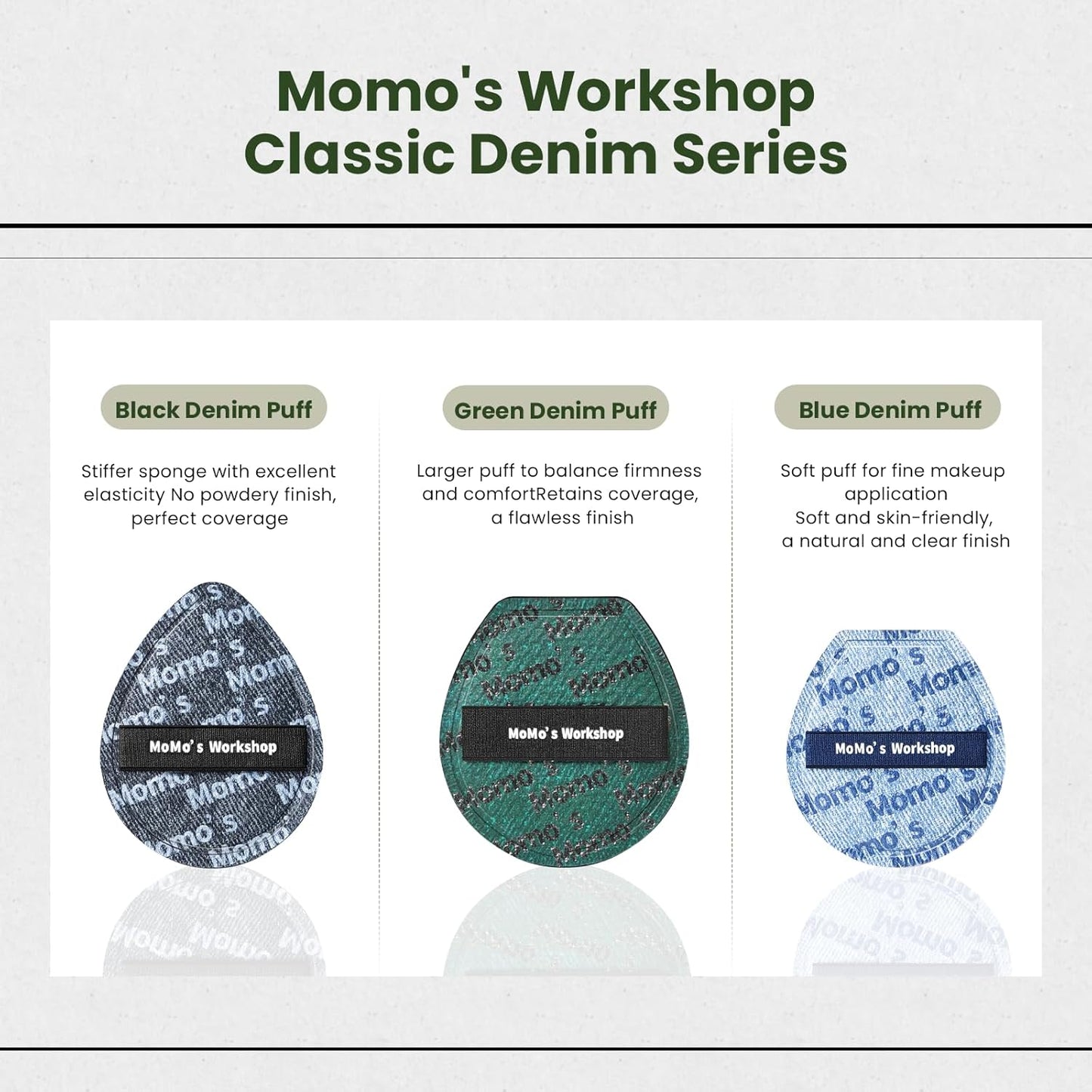 Momo's Workshop Makeup Sponge for Foundation, Soft Makeup Blending Puff Reusable, Foundation Puff for Natural Finish & Long-lasting 1PCS Blue