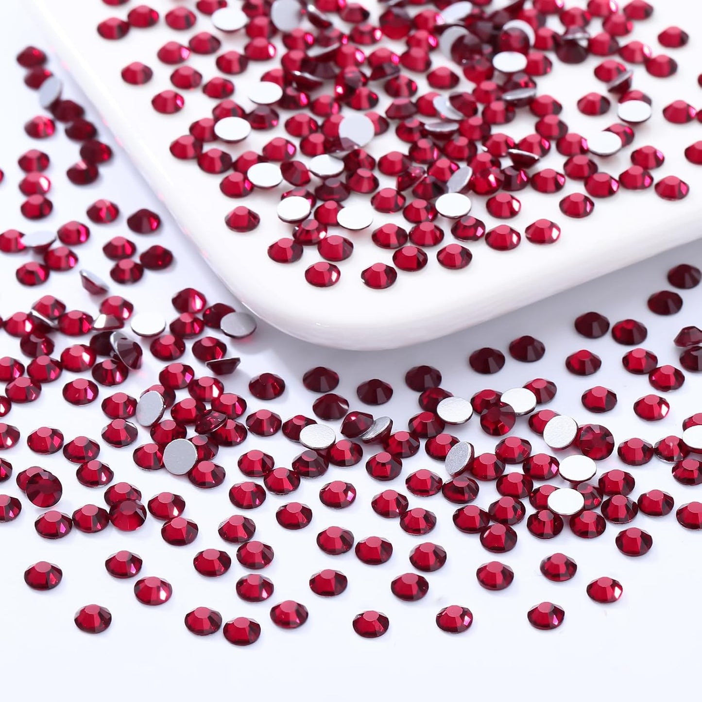 Siam Flatback Rhinestones, Glass Rhinestones for Nail Art and Craft, Glue Fix, Loose Crystal Gemstones(Siam, SS4, 1440pcs, 1.5-1.7mm)