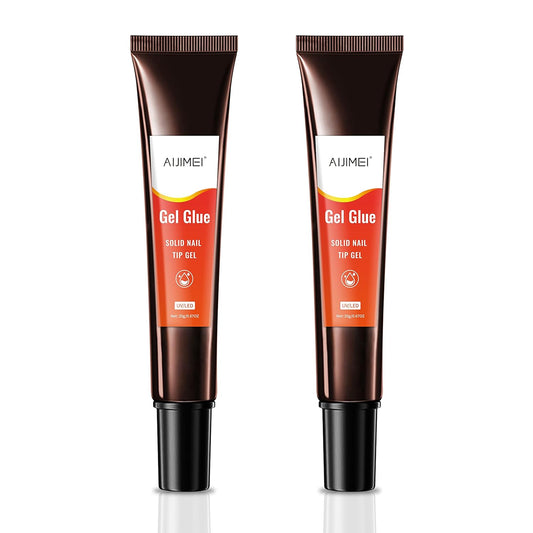 AIJIMEI Nail Gel Glue 20ml 2PCS for UV Acrylic Tips - Solid Adhesive for Fake Nails - UV Cured